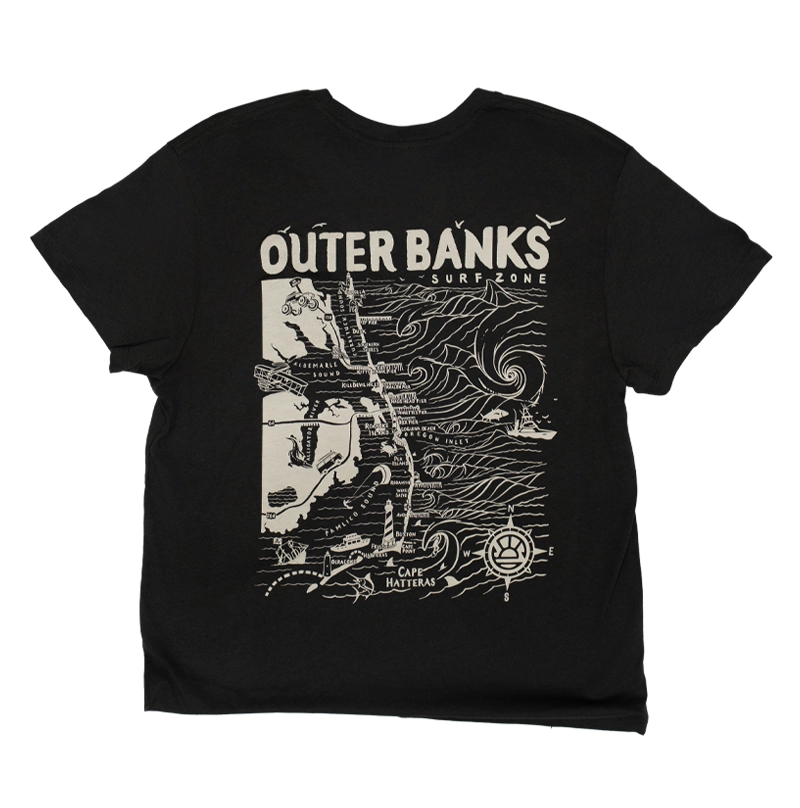 REAL Wmn's Outer Banks Map Boyfriend Tee-Vintage Black