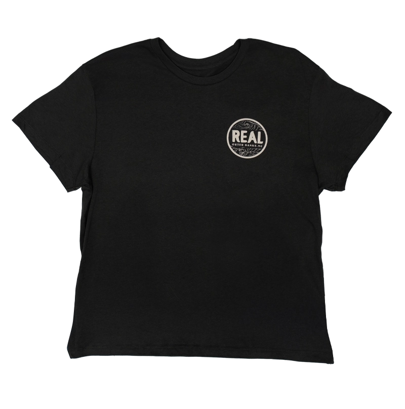 REAL Wmn's Outer Banks Map Boyfriend Tee-Vintage Black