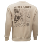 REAL Wmn's Outer Banks Map Crew Sweatshirt-Bone