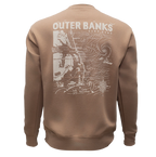 REAL Wmn's Outer Banks Map Crew Sweatshirt-Latte