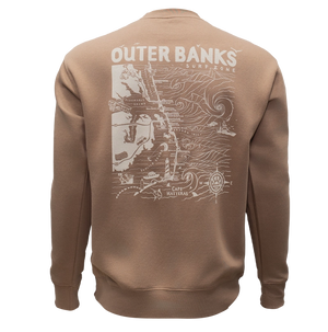 REAL Wmn's Outer Banks Map Crew Sweatshirt-Latte