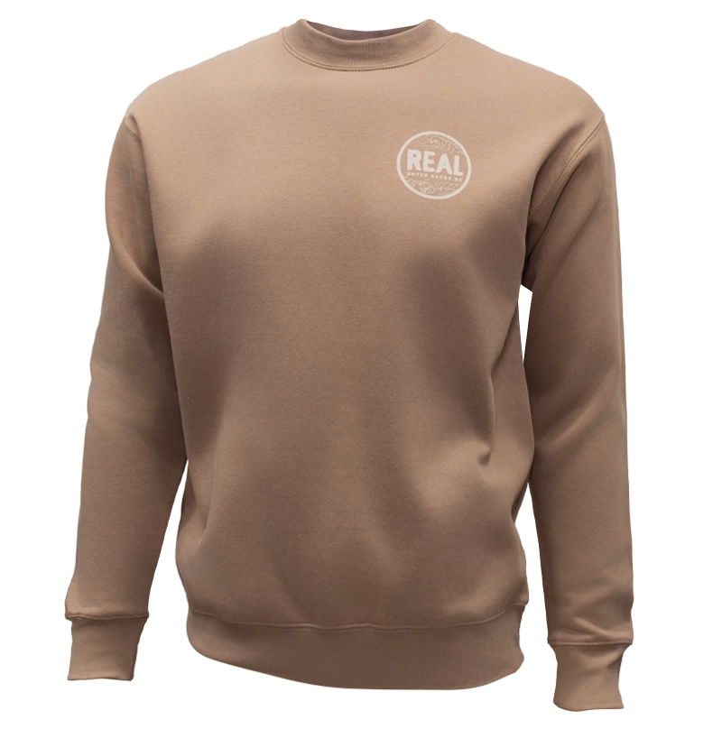 REAL Wmn's Outer Banks Map Crew Sweatshirt-Latte