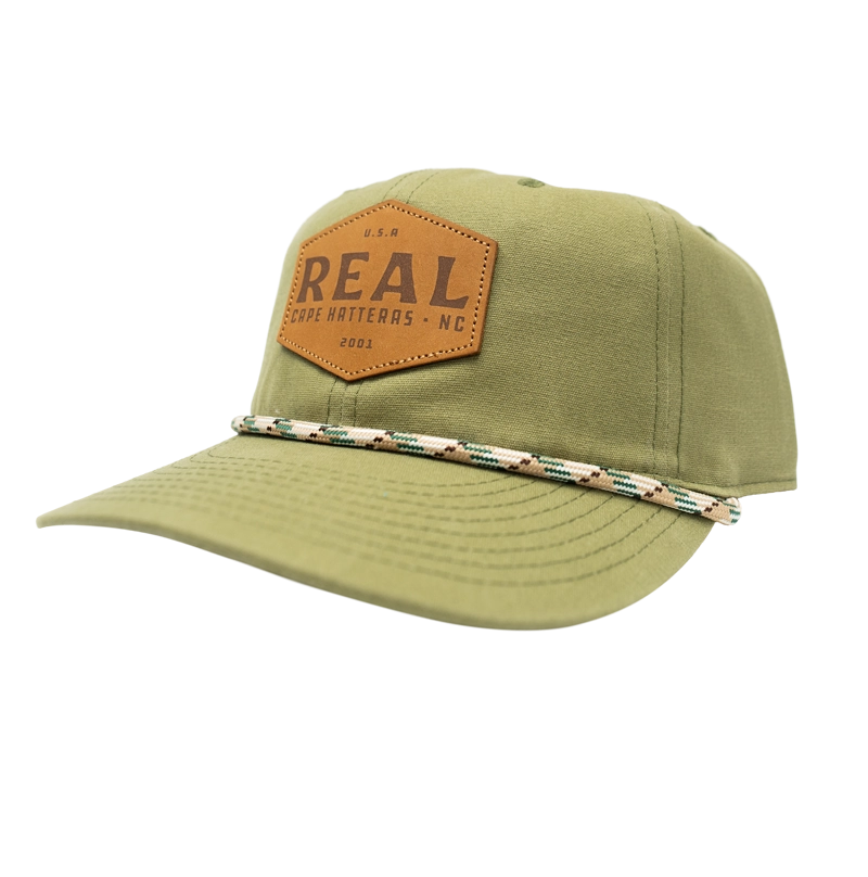 REAL Work Badge Leather Patch Hat-Capulet Olive Waxed