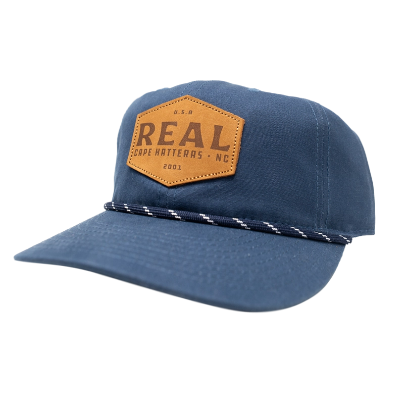 REAL Work Badge Leather Patch Hat-Insignia Blue Waxed