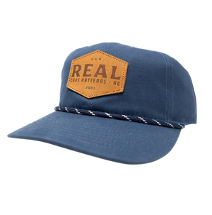REAL Work Badge Leather Patch Hat-Insignia Blue Waxed