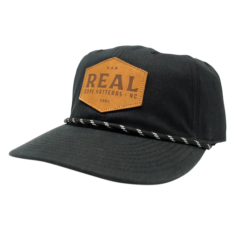 REAL Work Badge Leather Patch Hat-Jet Black Waxed Canvas