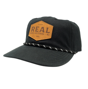 REAL Work Badge Leather Patch Hat-Jet Black Waxed Canvas