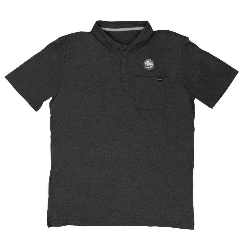 REAL Pebble Polo Shirt-Heather Charcoal