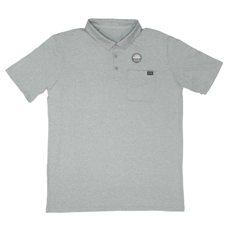REAL Pebble Polo Shirt-Heather Grey