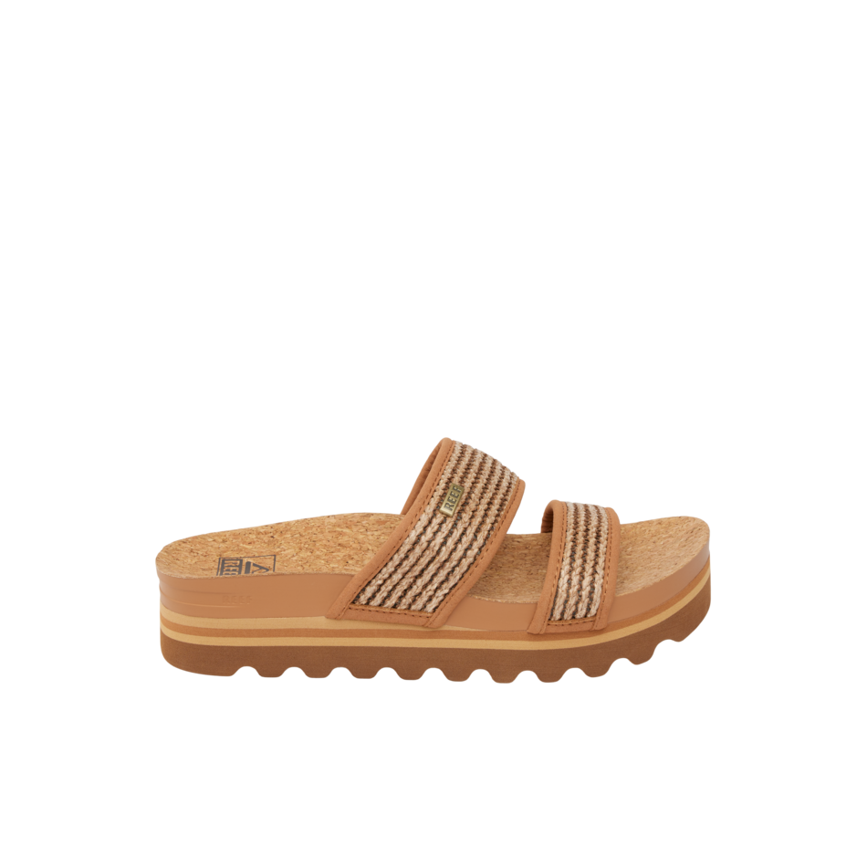REEF Cushion Vista Hi Sandal-Chocolate Raffia