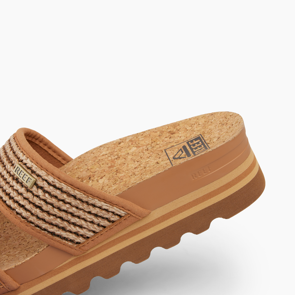 REEF Cushion Vista Hi Sandal-Chocolate Raffia