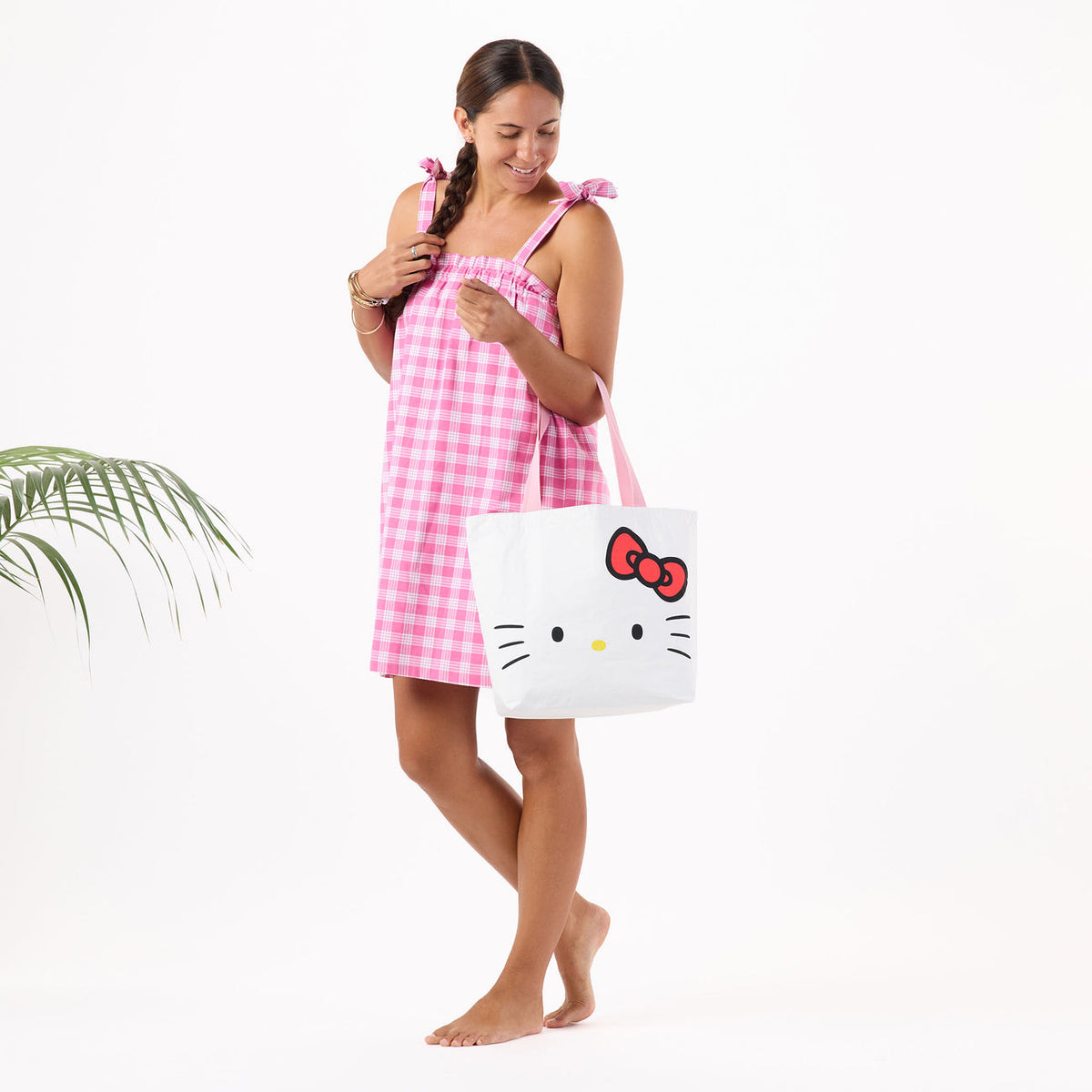 Aloha Collection Kitty Face Reversible Tote Bag-Black/White