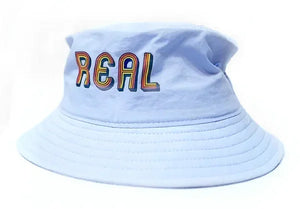 REAL Rainbow Logo Nylon Bucket Hat-Powder
