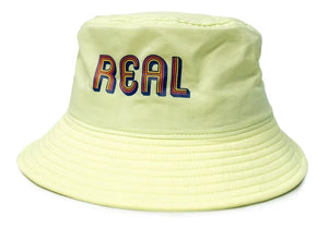 REAL Rainbow Logo Nylon Bucket Hat-Lime