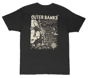 REAL Outer Banks Map Tee-Vintage Black
