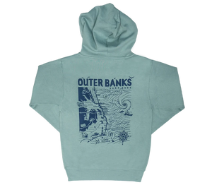REAL Outer Banks Map Wmn's Hooded Sweatshirt-Agave