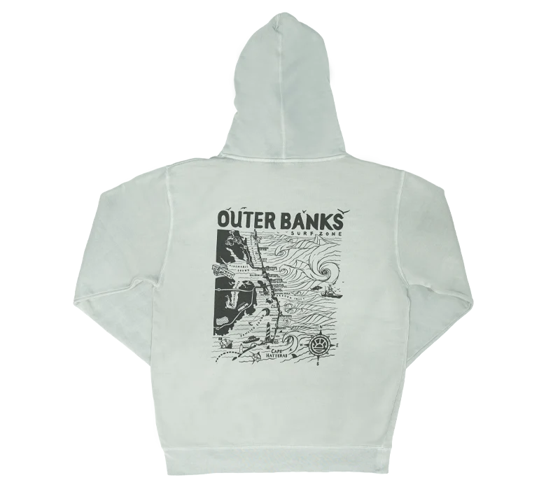 REAL Outer Banks Map Hooded Sweatshirt-Sage