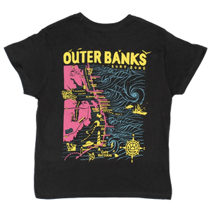 REAL Outer Banks Map Wmn's Boyfriend Tee-Vintage Black