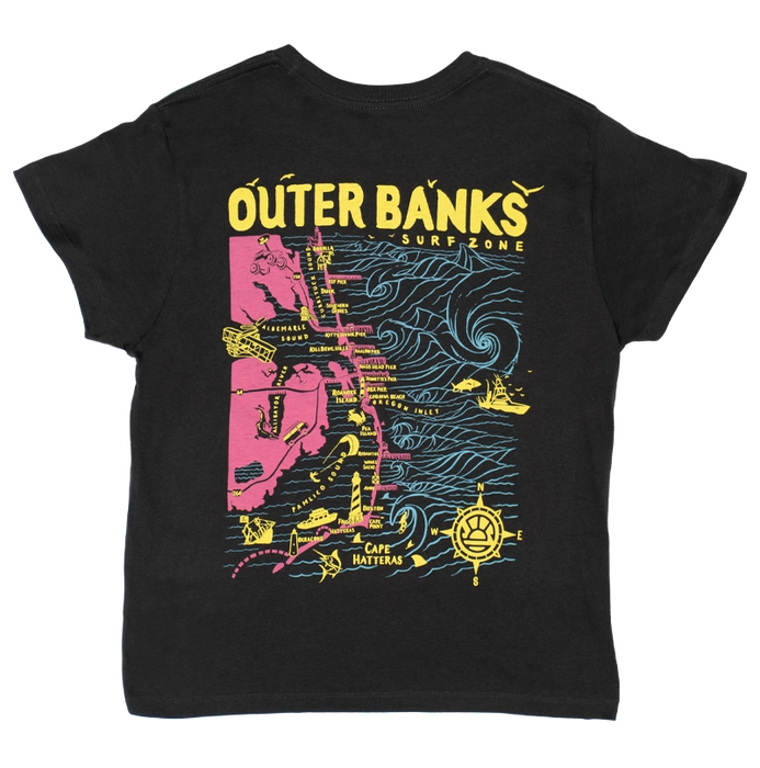 REAL Outer Banks Map Wmn's Boyfriend Tee-Vintage Black