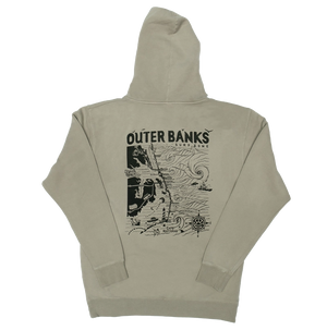 REAL Outer Banks Map Hooded Sweatshirt-Cement