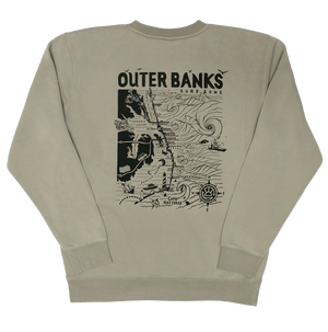 REAL Outer Banks Map Crew Sweatshirt-Cement