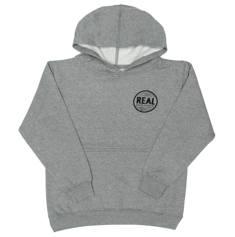 REAL Outer Banks Map Kids Hooded Sweatshirt-Carbon Grey