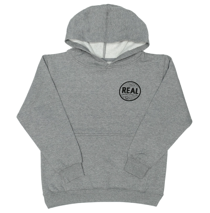 REAL Outer Banks Map Kids Hooded Sweatshirt-Carbon Grey