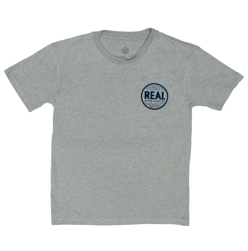 REAL Outer Banks Map Youth Tee-Carbon Grey