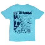 REAL Outer Banks Map Kids Tee-Pacific Blue