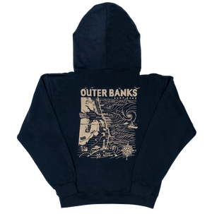 REAL Outer Banks Map Hooded Sweatshirt-Navy