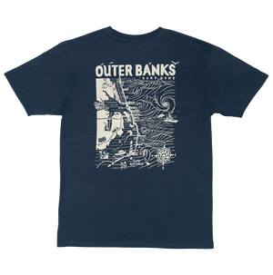 REAL Outer Banks Map Tee-Harbor Blue