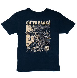 REAL Outer Banks Map Youth Tee-Navy Blazer