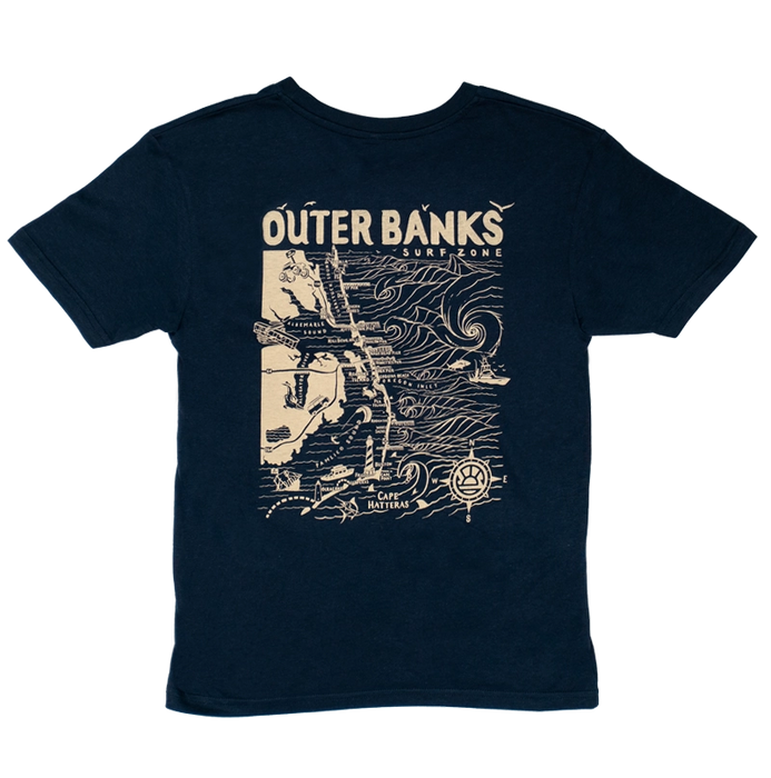 REAL Outer Banks Map Youth Tee-Navy Blazer