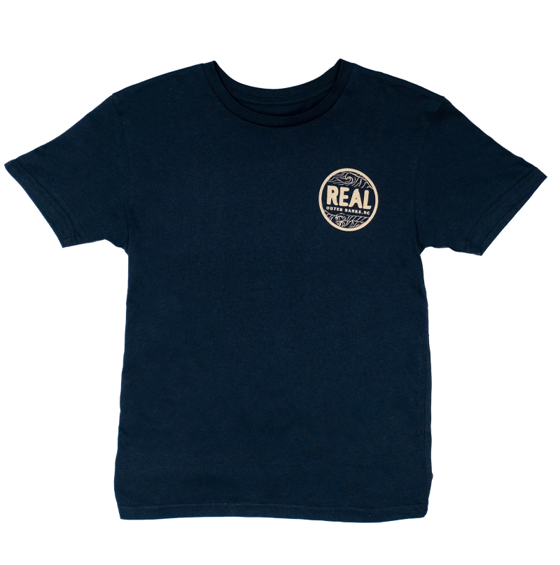 REAL Outer Banks Map Youth Tee-Navy Blazer