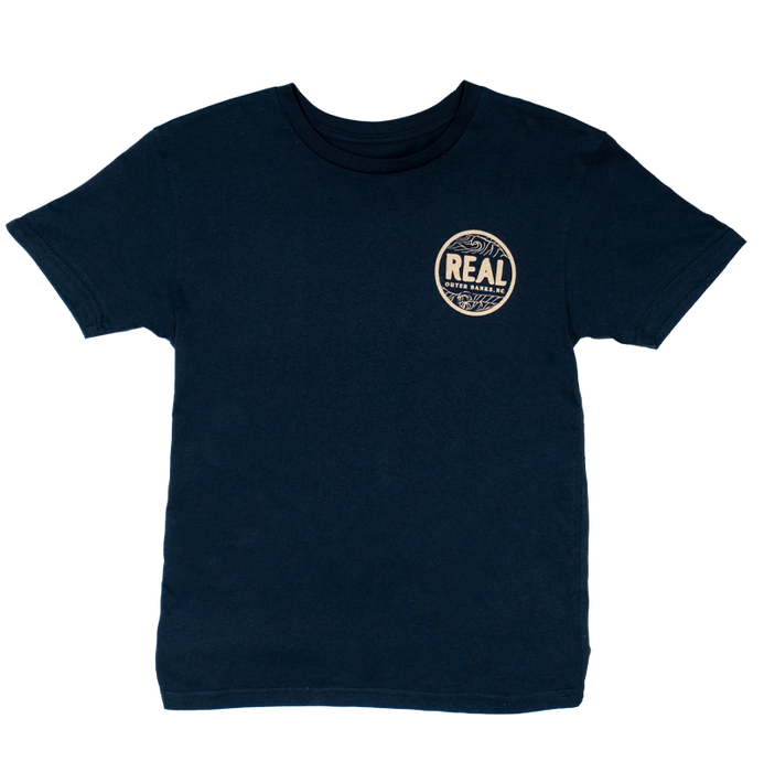 REAL Outer Banks Map Youth Tee-Navy Blazer