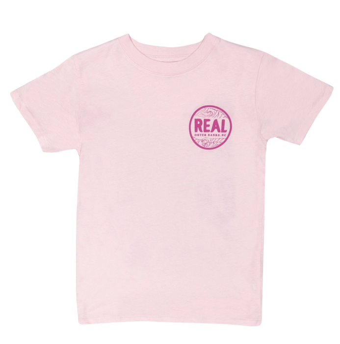 REAL Outer Banks Map Kids Tee-Light Pink