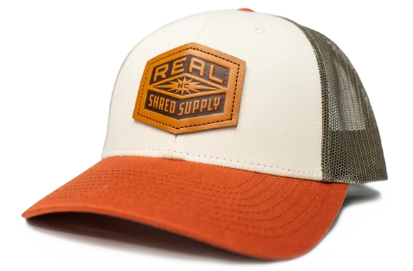 REAL Shred Supply Leather Badge Hat-Cream/Loden/Dark Orange