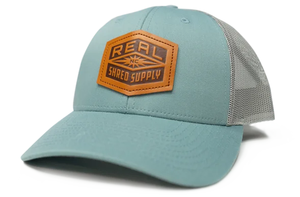 REAL Shred Supply Leather Badge Hat-Smoke Blue/Aluminum