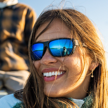 Bajio Rigolets Sunglasses-Black Matte/Blue Mirror Glass