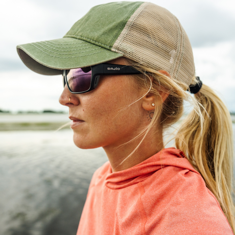 Bajio Rigolets Sunglasses-Black Matte/Blue Mirror Glass