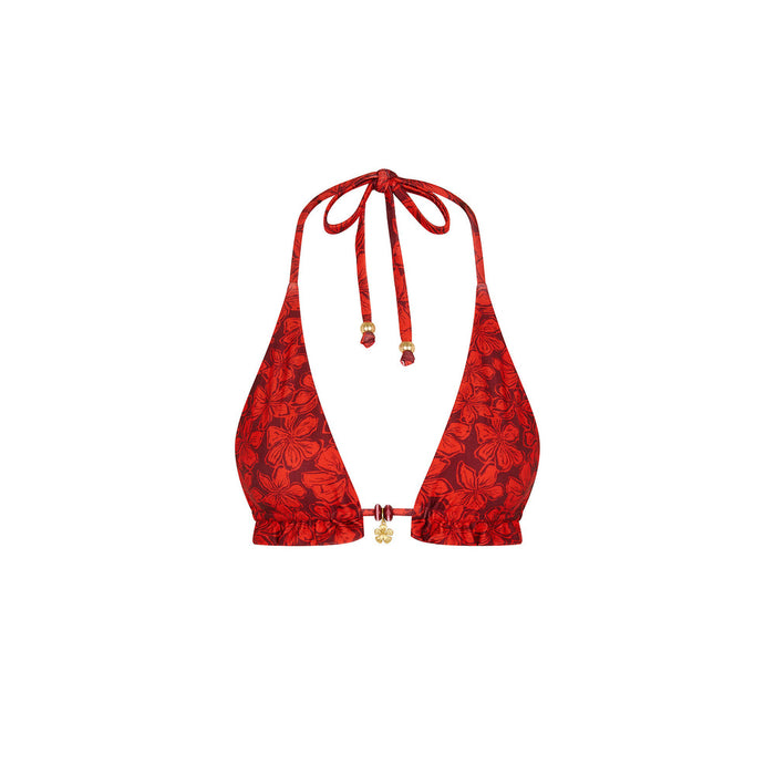 Kulani Kinis Frill Halter Bralette Top-Sassy Sangria