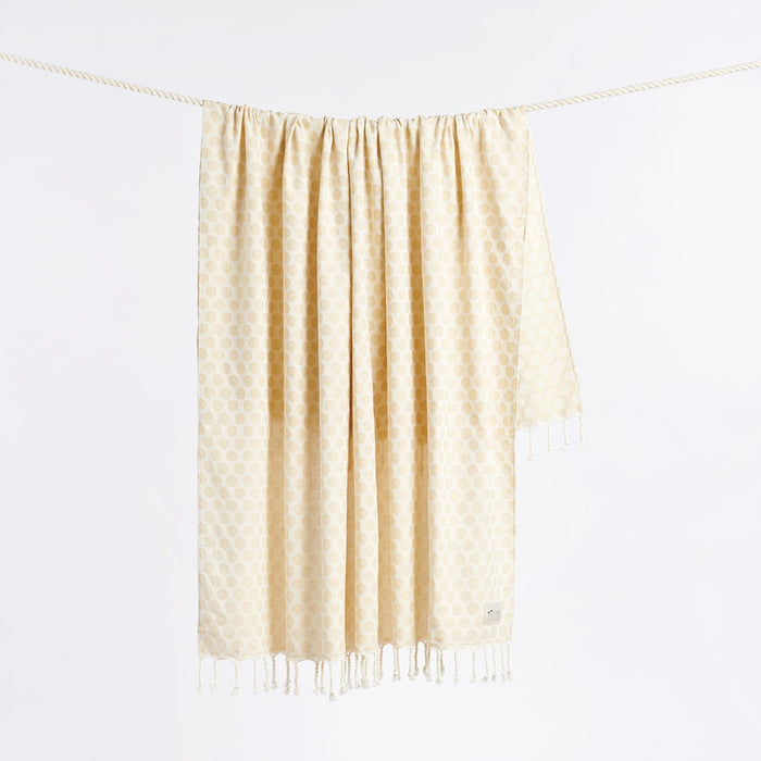 Slowtide Sad Happy Throw Blanket-Cream