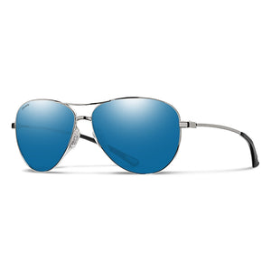 Smith Langley Sunglasses-Silver/Chromapop Blue Mirror Polar