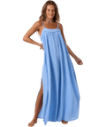O'Neill Saltwater Solids Sai Maxi Coverup Dress-Blue Glass
