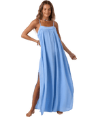 O'Neill Saltwater Solids Sai Maxi Coverup Dress-Blue Glass