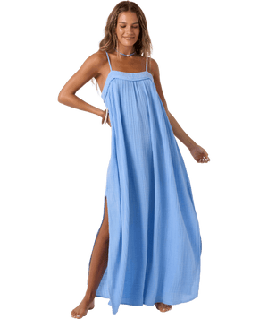 O'Neill Saltwater Solids Sai Maxi Coverup Dress-Blue Glass
