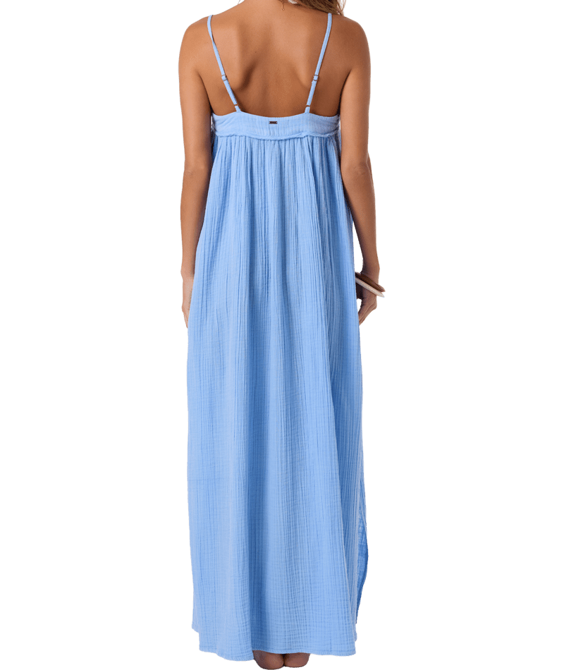 O'Neill Saltwater Solids Sai Maxi Coverup Dress-Blue Glass