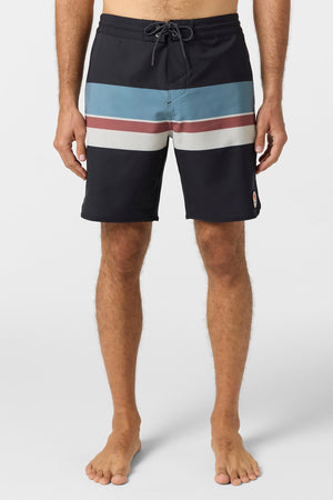O'Neill Cruzer Stripe Scallop 18 Boardshorts-Black