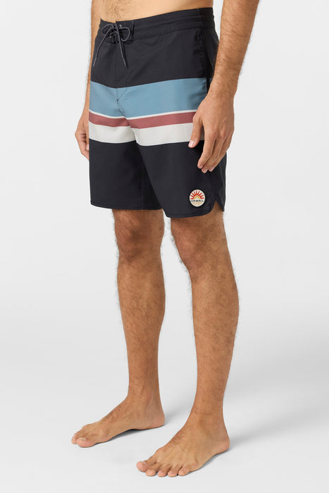 O'Neill Cruzer Stripe Scallop 18 Boardshorts-Black