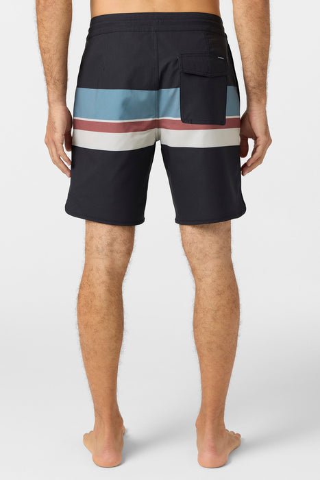 O'Neill Cruzer Stripe Scallop 18 Boardshorts-Black
